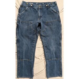 CARHARTT 103890 US Mens 34 x 29 Blue Rugged Flex Relaxed Double Knee Jeans